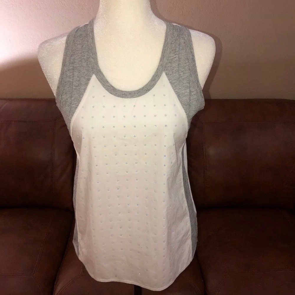 NWT J.Crew Inset Embellished Tank Top - Gray/White - XS
